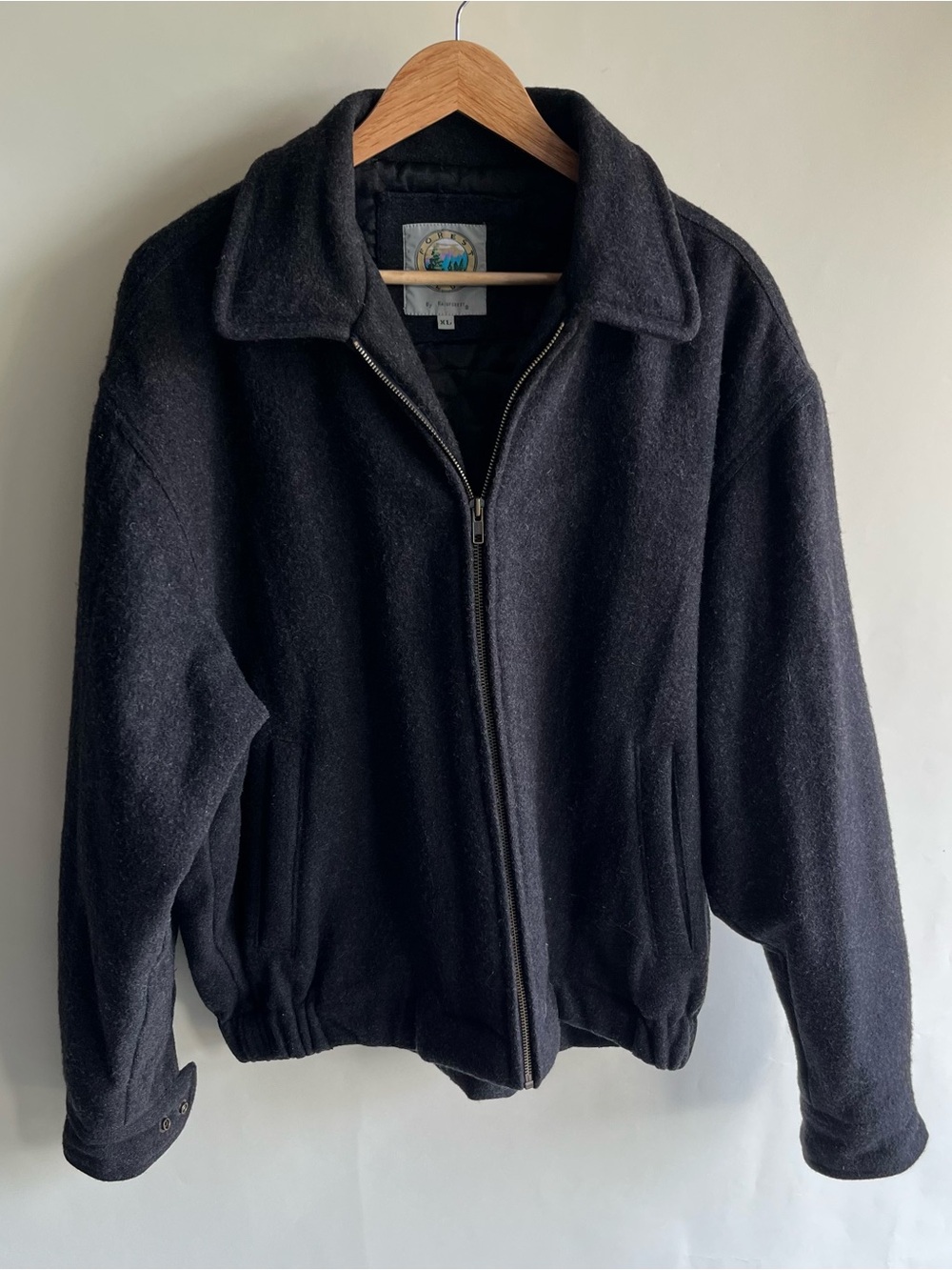 Forest Club Wool Bomber Jacket Gray Men’s Sz XL  Full Zip EUC